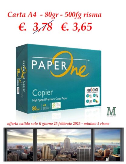 Carta A4 Paper One solo oggi 25 febbraio 2025